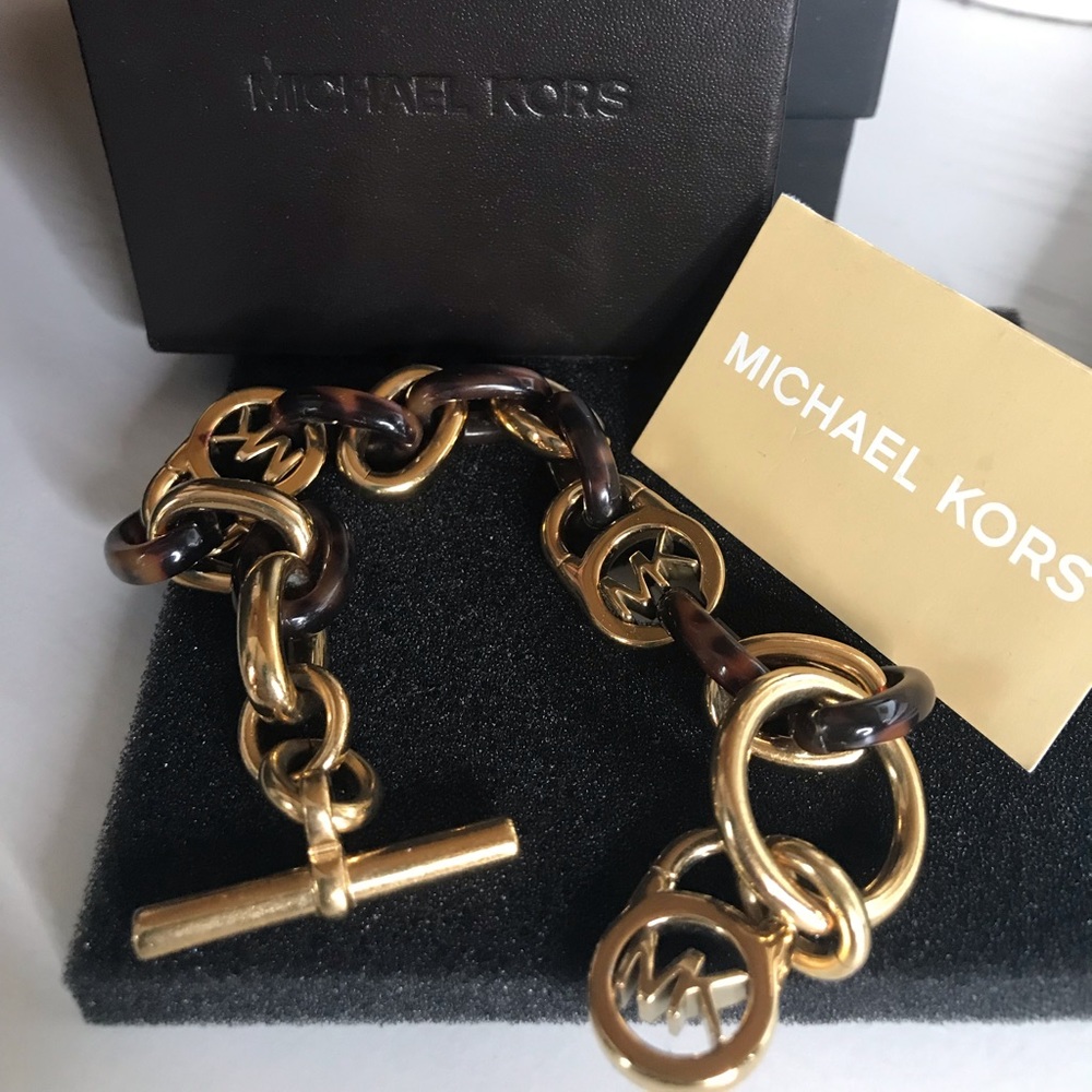 Michael Kors tortoise and gold bracelet